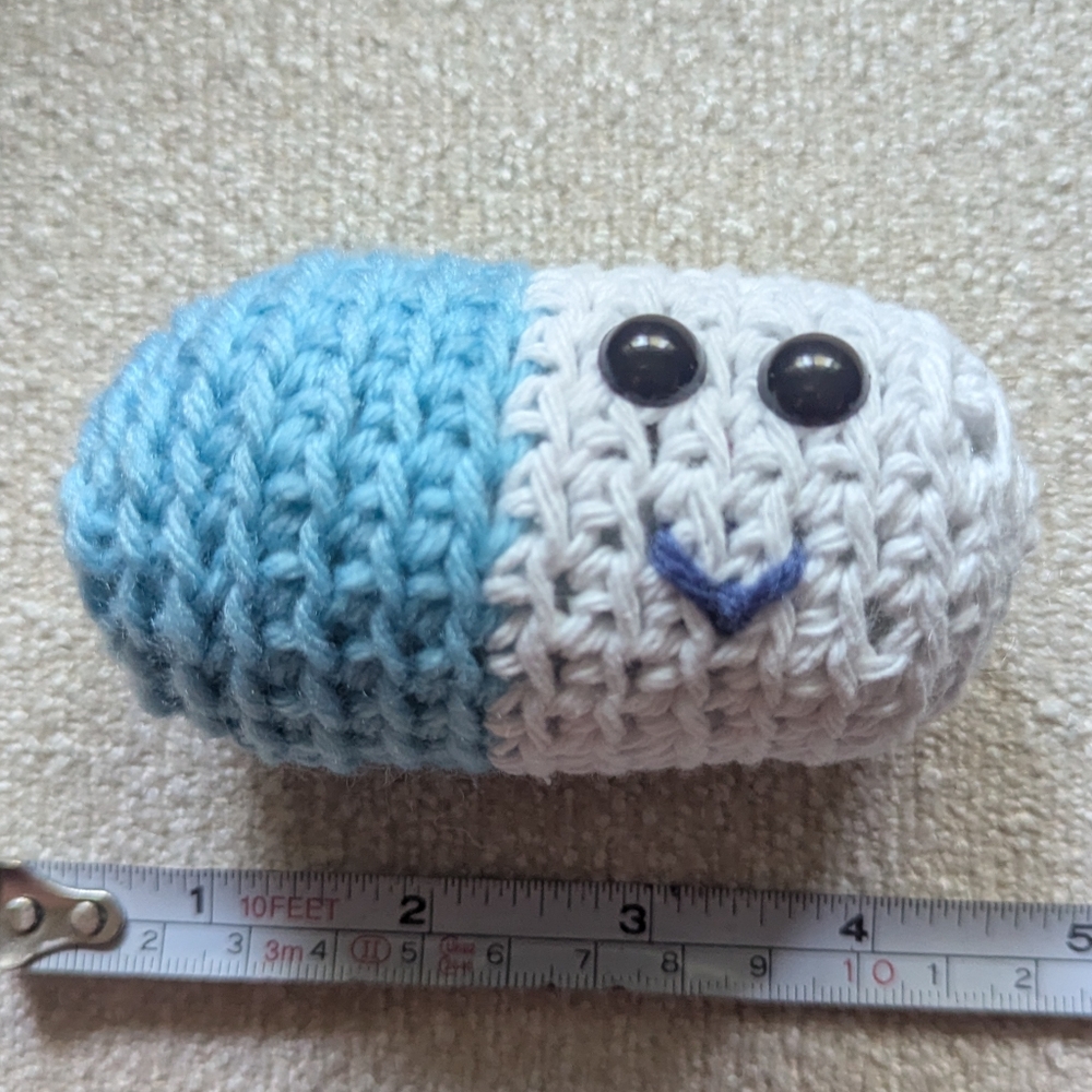 Handmade Blue and White Crochet Pill